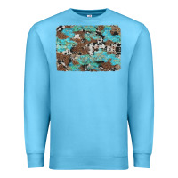 Ocean Blue western cowhide and leopard with turquoise background Premium Sweatshirt - Artiststas