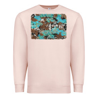 Pale Pink western cowhide and leopard with turquoise background Premium Sweatshirt - Artiststas