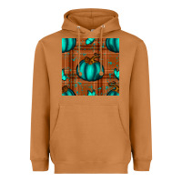 Meerkat turquoise pumpkin plaid seamless pattern Heavyweight Hoodie - BundleAndBundleShop