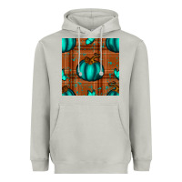 Moon Dust turquoise pumpkin plaid seamless pattern Heavyweight Hoodie - BundleAndBundleShop
