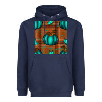 Navy turquoise pumpkin plaid seamless pattern Heavyweight Hoodie - BundleAndBundleShop