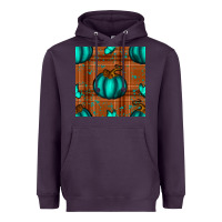 Plum turquoise pumpkin plaid seamless pattern Heavyweight Hoodie - BundleAndBundleShop