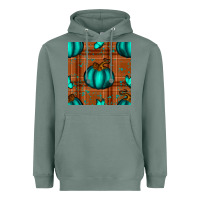 Sage turquoise pumpkin plaid seamless pattern Heavyweight Hoodie - BundleAndBundleShop