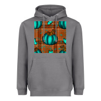 Storm turquoise pumpkin plaid seamless pattern Heavyweight Hoodie - BundleAndBundleShop