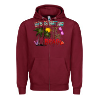 Burgundy life is better at the beach Zipper Hoodie - CowhideDigitalArt