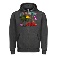 Charcoal Heather life is better at the beach Zipper Hoodie - CowhideDigitalArt