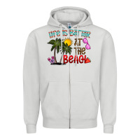 Dove Grey life is better at the beach Zipper Hoodie - CowhideDigitalArt