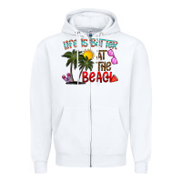White life is better at the beach Zipper Hoodie - CowhideDigitalArt
