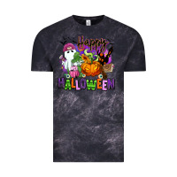Cloud Black Happy Halloween Vintage Tee - RanaPortraitStore
