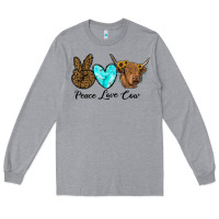 Heather Grey peace love cow Long Sleeve Tee - RanaPortraitStore