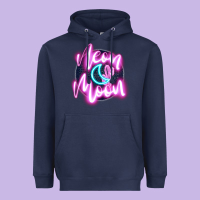 Neon Moon Heavyweight Hoodie Designed By Jahusdesignshop