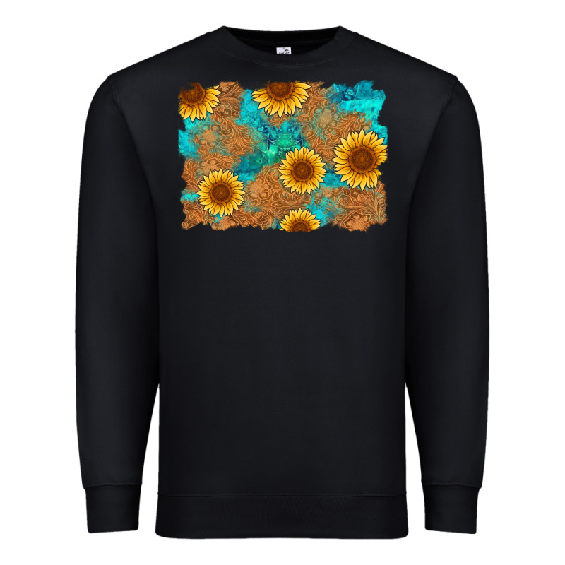Sunflower Turquoise And  Leather Background Premium Sweatshirt by Artiststas | Teevron