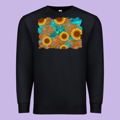 Sunflower Turquoise And  Leather Background Premium Sweatshirt Designed By Artiststas