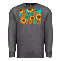 Charcoal Heather sunflower turquoise and  leather background Premium Sweatshirt - Artiststas