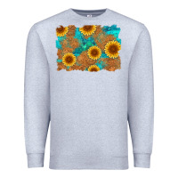 Heather Grey sunflower turquoise and  leather background Premium Sweatshirt - Artiststas