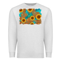 Oatmeal Heather sunflower turquoise and  leather background Premium Sweatshirt - Artiststas