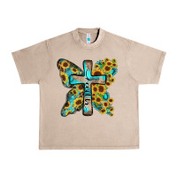 French Oak faith sunflower cross Urban Heavy Tee - Zillion Design Studio