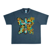 Midnight Navy faith sunflower cross Urban Heavy Tee - Zillion Design Studio