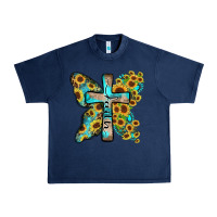 Navy faith sunflower cross Urban Heavy Tee - Zillion Design Studio