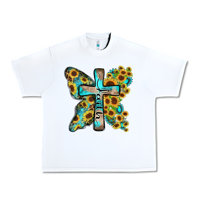 Faith Sunflower Cross Urban Heavy Tee by Zillion Design Studio | Teevron