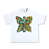 White faith sunflower cross Urban Heavy Tee - Zillion Design Studio