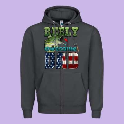 Reely Awesome Dad Zipper Hoodie Designed By Hra Design Shop