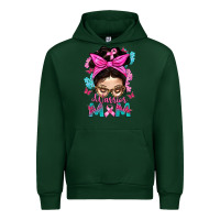 Forest Green Warrior Mom Messy Bun With Flowers Urban Hoodie - BundleAndBundleShop