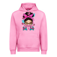 Fuchsia Pink Warrior Mom Messy Bun With Flowers Urban Hoodie - BundleAndBundleShop