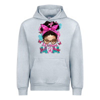 Heather Grey Warrior Mom Messy Bun With Flowers Urban Hoodie - BundleAndBundleShop