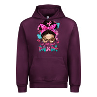Mauve Wine Warrior Mom Messy Bun With Flowers Urban Hoodie - BundleAndBundleShop