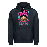 Navy Warrior Mom Messy Bun With Flowers Urban Hoodie - BundleAndBundleShop