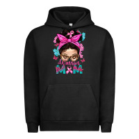 Pigment Black Warrior Mom Messy Bun With Flowers Urban Hoodie - BundleAndBundleShop