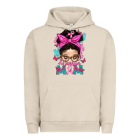 Pigment French Oak Warrior Mom Messy Bun With Flowers Urban Hoodie - BundleAndBundleShop