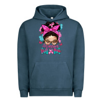 Pigment Midnight Navy Warrior Mom Messy Bun With Flowers Urban Hoodie - BundleAndBundleShop
