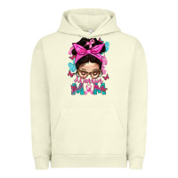 Pigment Pistachio Warrior Mom Messy Bun With Flowers Urban Hoodie - BundleAndBundleShop