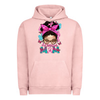 Pigment Salmon Warrior Mom Messy Bun With Flowers Urban Hoodie - BundleAndBundleShop