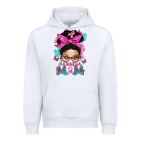 White Warrior Mom Messy Bun With Flowers Urban Hoodie - BundleAndBundleShop