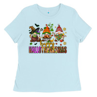 Baby Blue happy hallothanksmas gnomes Ladies Tee - AdoDesignShop