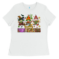 White happy hallothanksmas gnomes Ladies Tee - AdoDesignShop