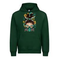 Forest Green Western Messy Bun Mom With Sunflower Urban Hoodie - BundleAndBundleShop