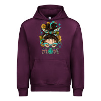 Mauve Wine Western Messy Bun Mom With Sunflower Urban Hoodie - BundleAndBundleShop