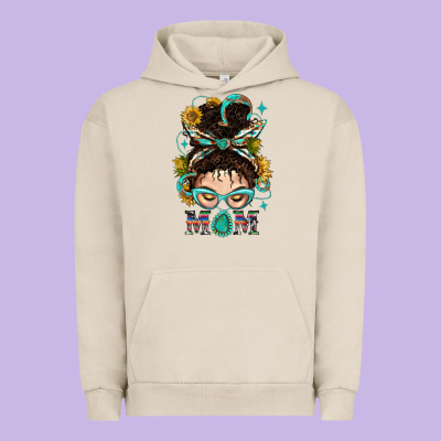 Western Messy Bun Mom With Sunflower Urban Hoodie Designed By Bundleandbundleshop