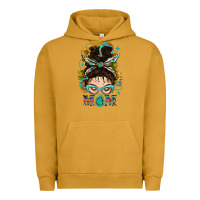 Pigment Peanut Butter Western Messy Bun Mom With Sunflower Urban Hoodie - BundleAndBundleShop