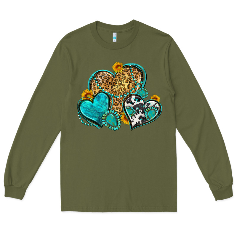 Western Turquoise Hearts Long Sleeve Tee by Zillion Design Studio | Teevron