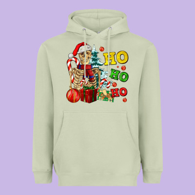 Christmas Ho Ho Ho Skeleton Heavyweight Hoodie Designed By Adodesignshop