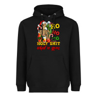 Black Christmas ho ho ho holy shit what a year skeleton Heavyweight Hoodie - AdoDesignShop