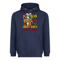 Navy Christmas ho ho ho holy shit what a year skeleton Heavyweight Hoodie - AdoDesignShop