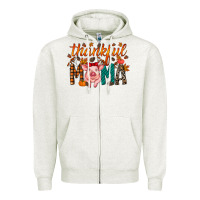 Oatmeal Heather thankful mama pig Zipper Hoodie - RacoonDesign