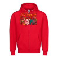 Red thankful mama pig Zipper Hoodie - RacoonDesign