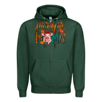 Sports Green thankful mama pig Zipper Hoodie - RacoonDesign